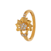 GOLDEN BLOOM LADIES ZIRCON STONE RING FLORAL DESIGN